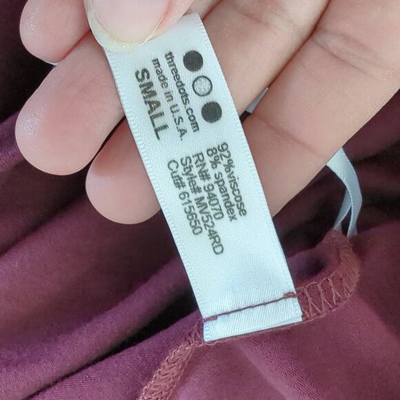 Three Dots Clothing Women's Dress Long Sleeve Wrap Knee Length Sz Small Burgundy - Picture 4 of 9